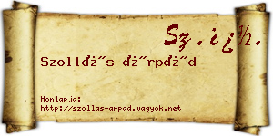 Szollás Árpád névjegykártya